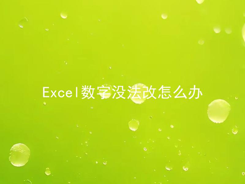 Excel数字没法改怎么办